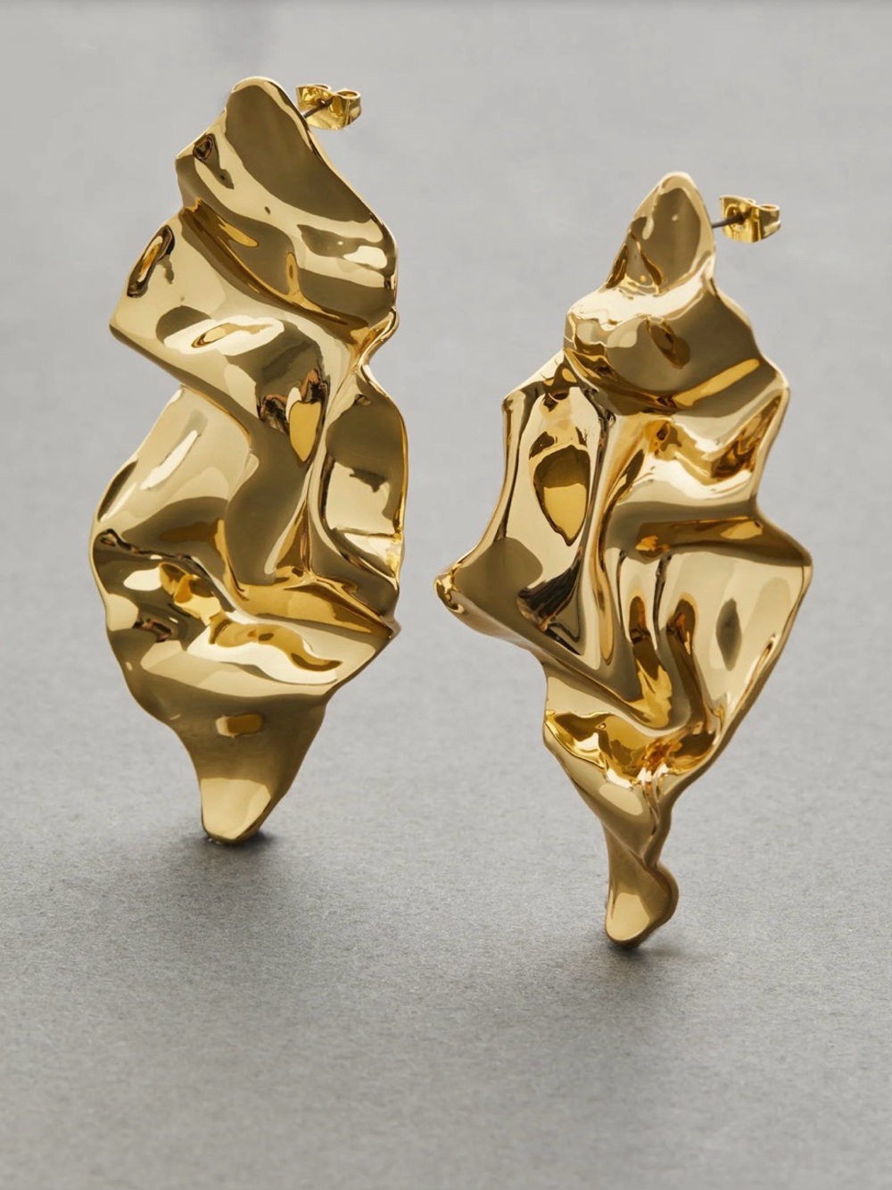 NEW Alexis Bittar Large Gold Crumpled Post Earrings Molten Metal AU21 - Picture 9 of 12